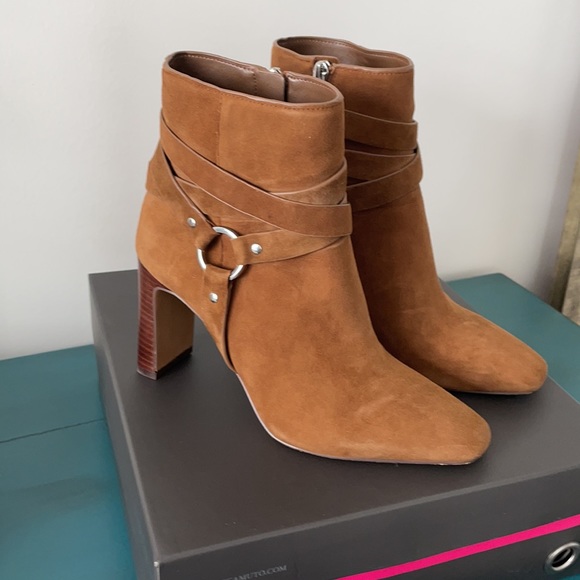 Vince Camuto Sestina Harness Square Toe Bootie - Brown Suede - Size 7.5 - Picture 4 of 9